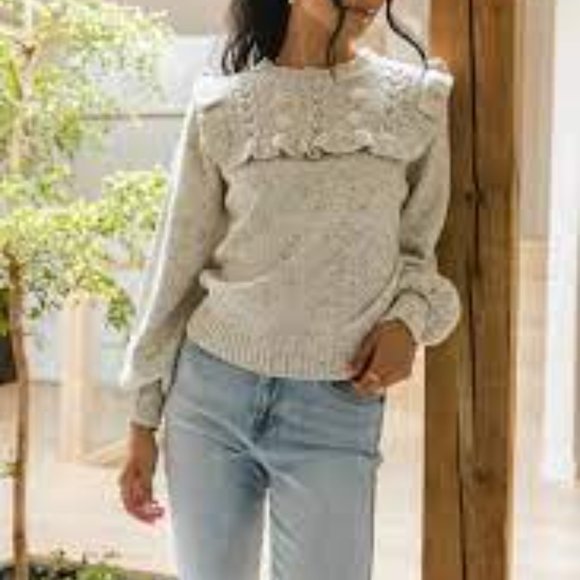 bohme Sweaters - Bohme Mimi Knit Ruffle Sweater Size Large 312